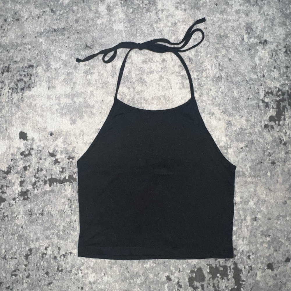 LA hearts Black Halter Cropped Top- size XS